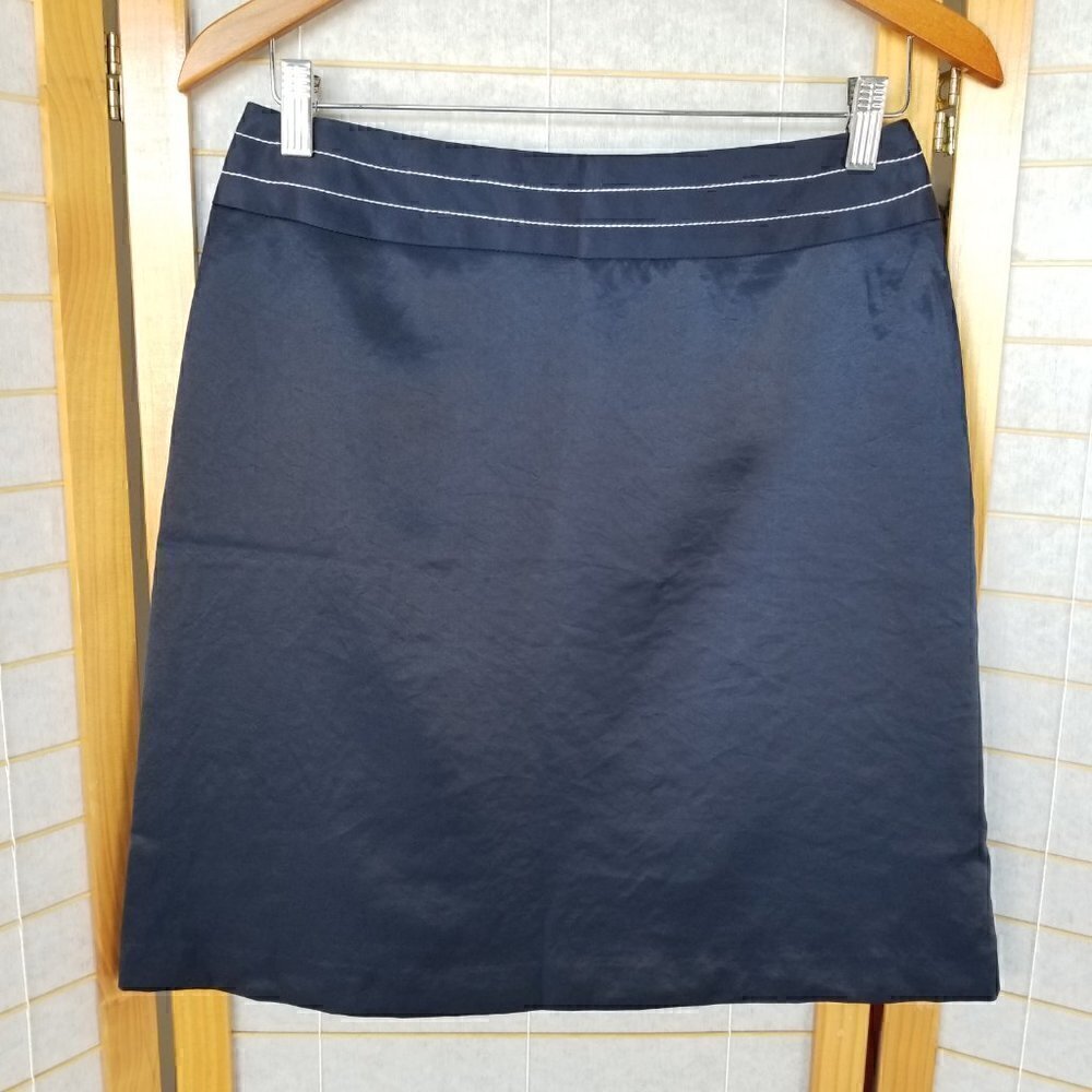 Navy Blue Satin Mini Skirt Made in France